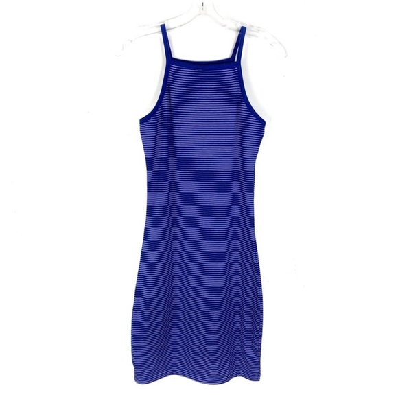 Cotton On Dresses & Skirts - Cotton On Royal Blue Pinstripe High Halter Neck Bodycon Dress